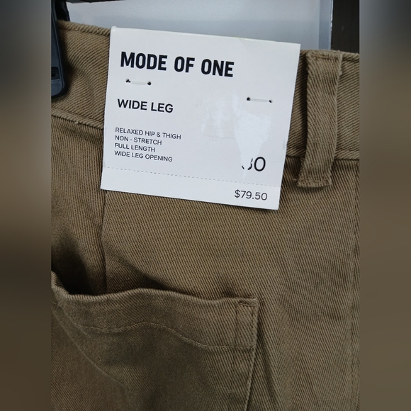 Mode of One Men’s Wide-Leg Pants Army Brown Size 30 New Fashion Fixture - Picture 6 of 7